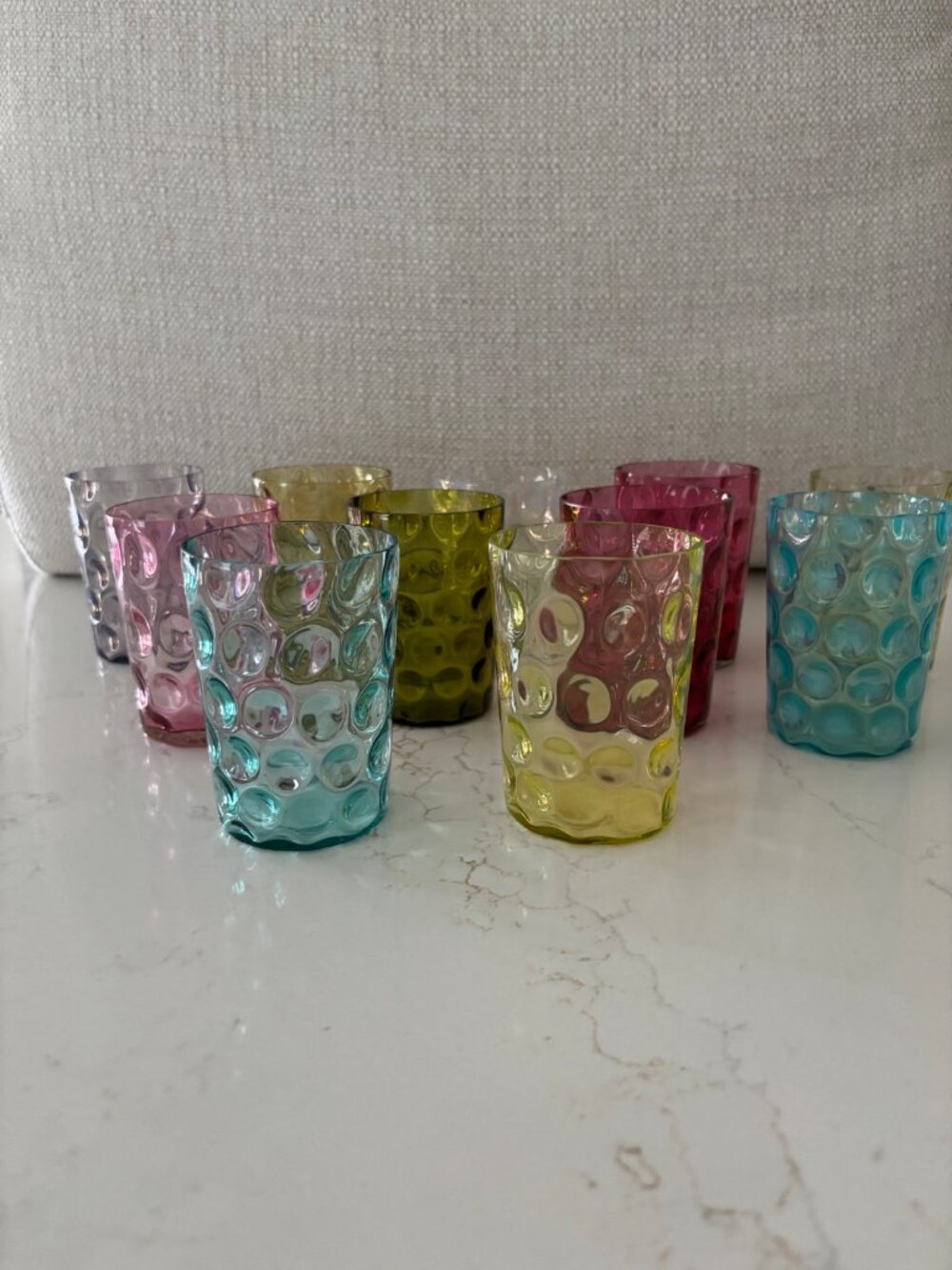 Inverted Thumbprint Coin Dot Optic Glass Tumblers